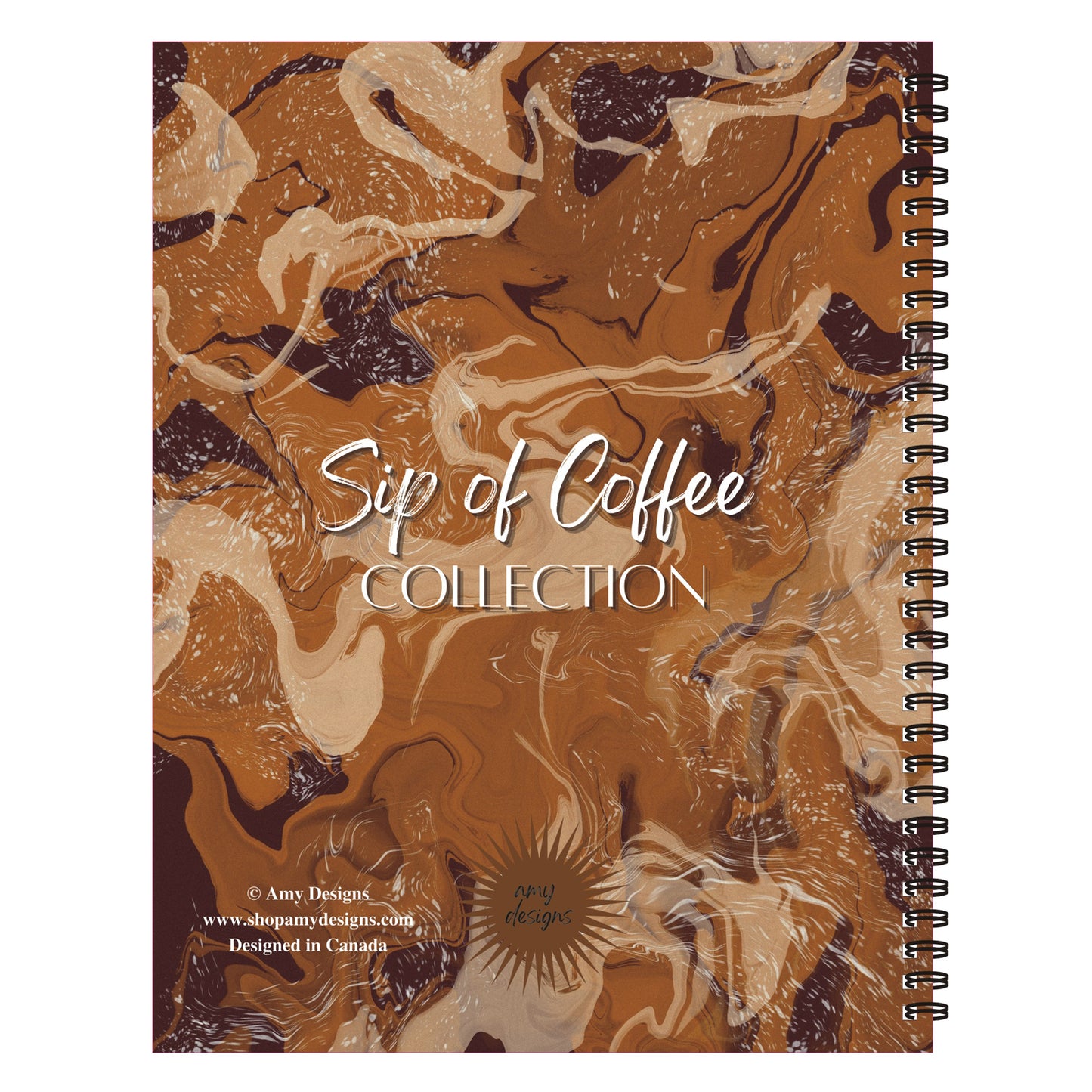 Coffee Marble Notebook (from "Sip of Coffee" Collection) Spiral Lined Notebook, 8.5 x 11in