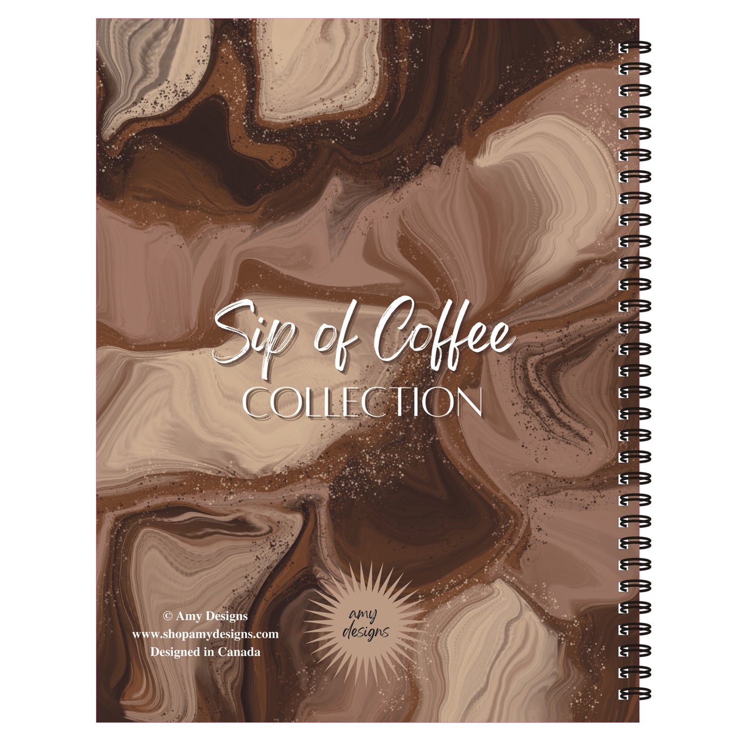 Coffee Marble Notebook (from "Sip of Coffee" Collection) Spiral Lined Notebook, 8.5 x 11in