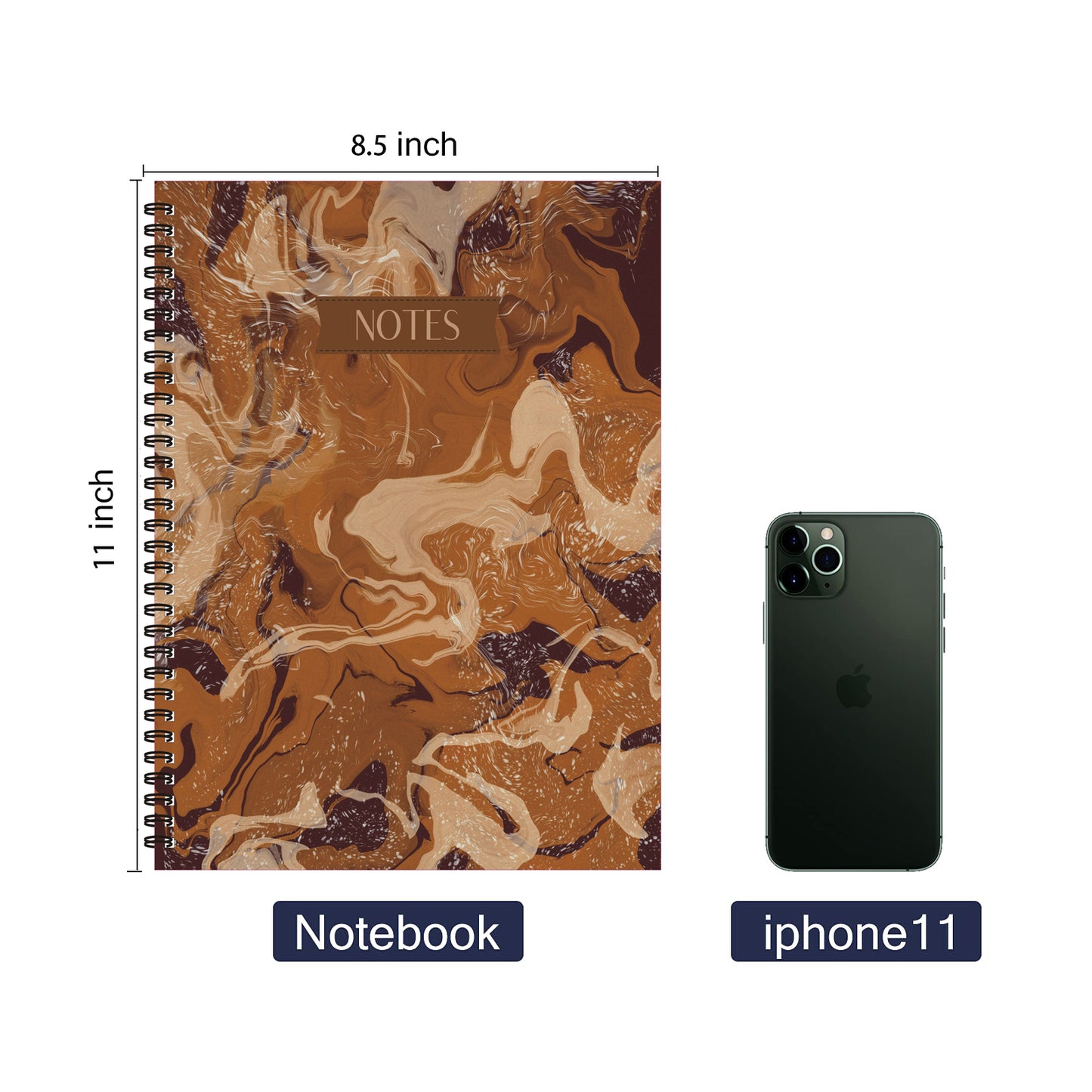 Coffee Marble Notebook (from "Sip of Coffee" Collection) Spiral Lined Notebook, 8.5 x 11in