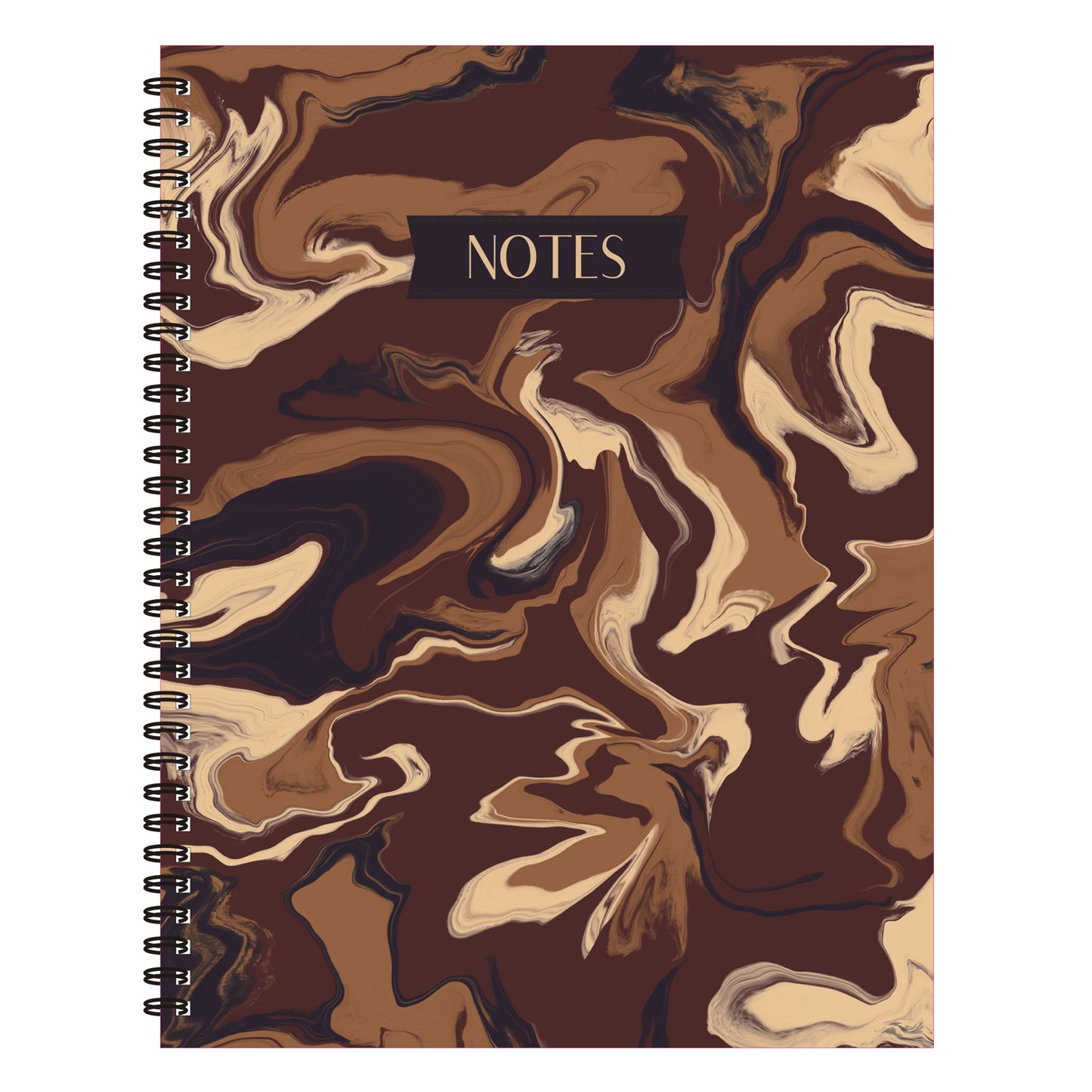 Brown Coffee Marble Notebook (from "Sip of Coffee" Collection) Spiral Lined Notebook, 8.5 x 11in
