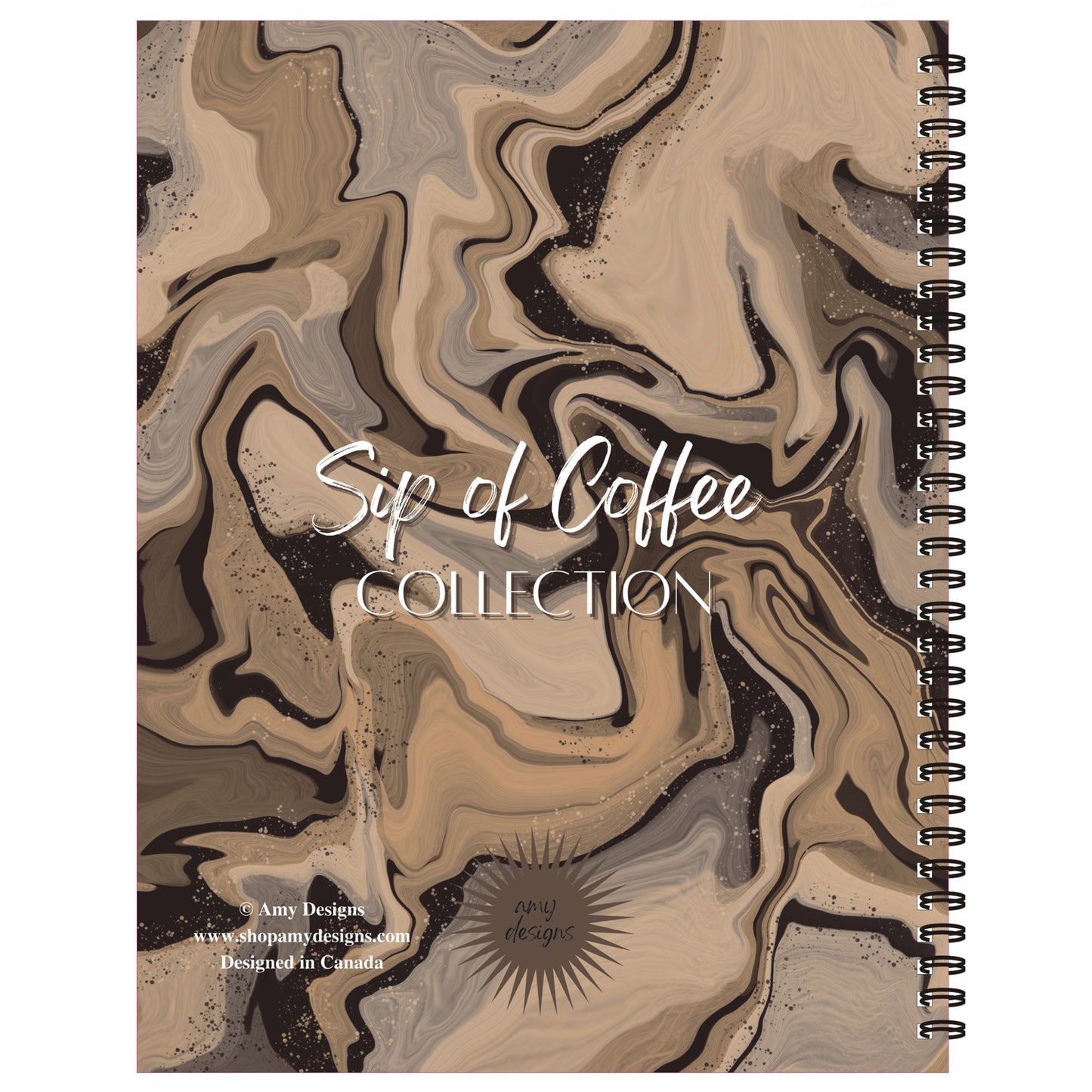 Coffee Marble Notebook (from "Sip of Coffee" Collection) Spiral Lined Notebook, 8.5 x 11in