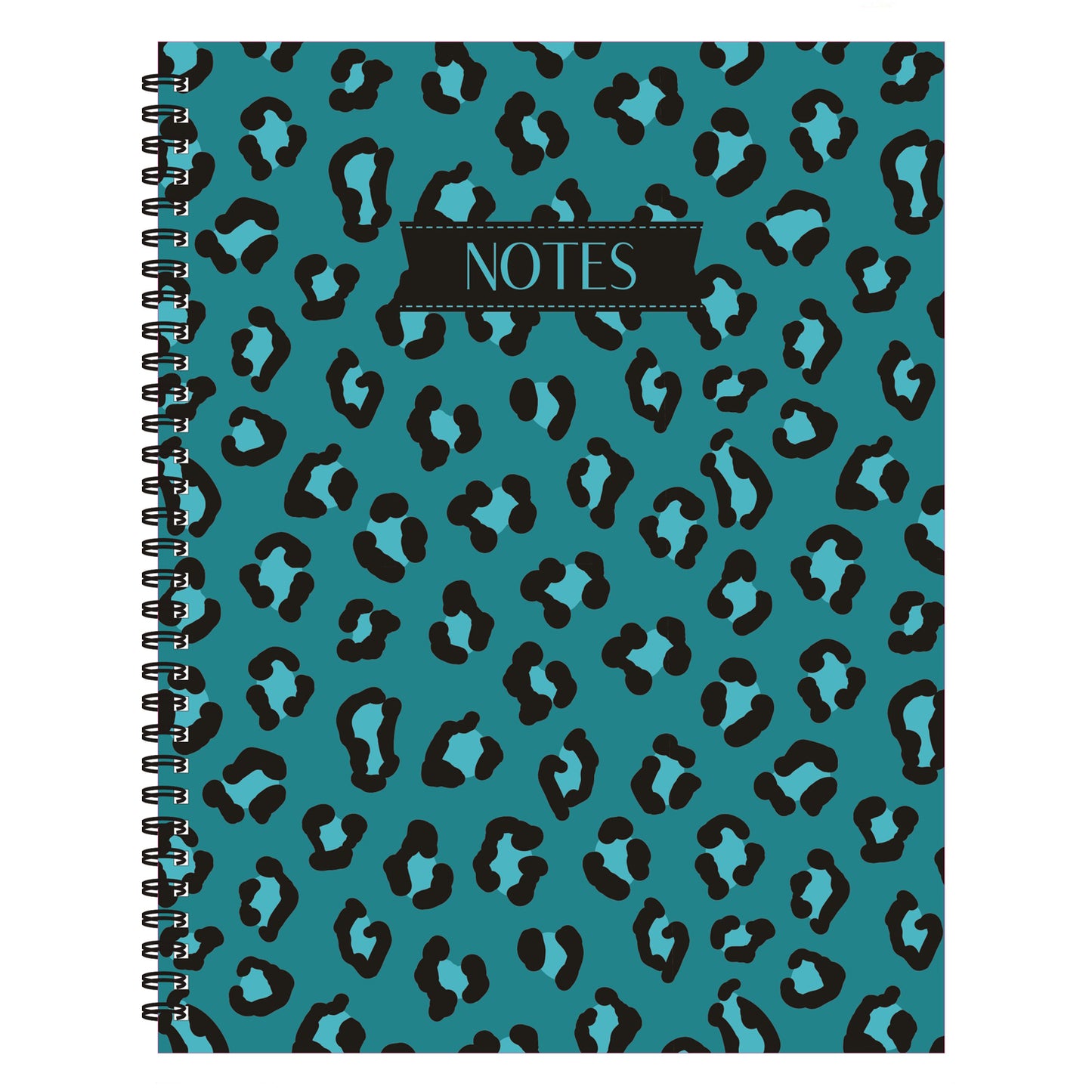 Turquoise Leopard Spiral Lined Notebook, 8.5 x 11in