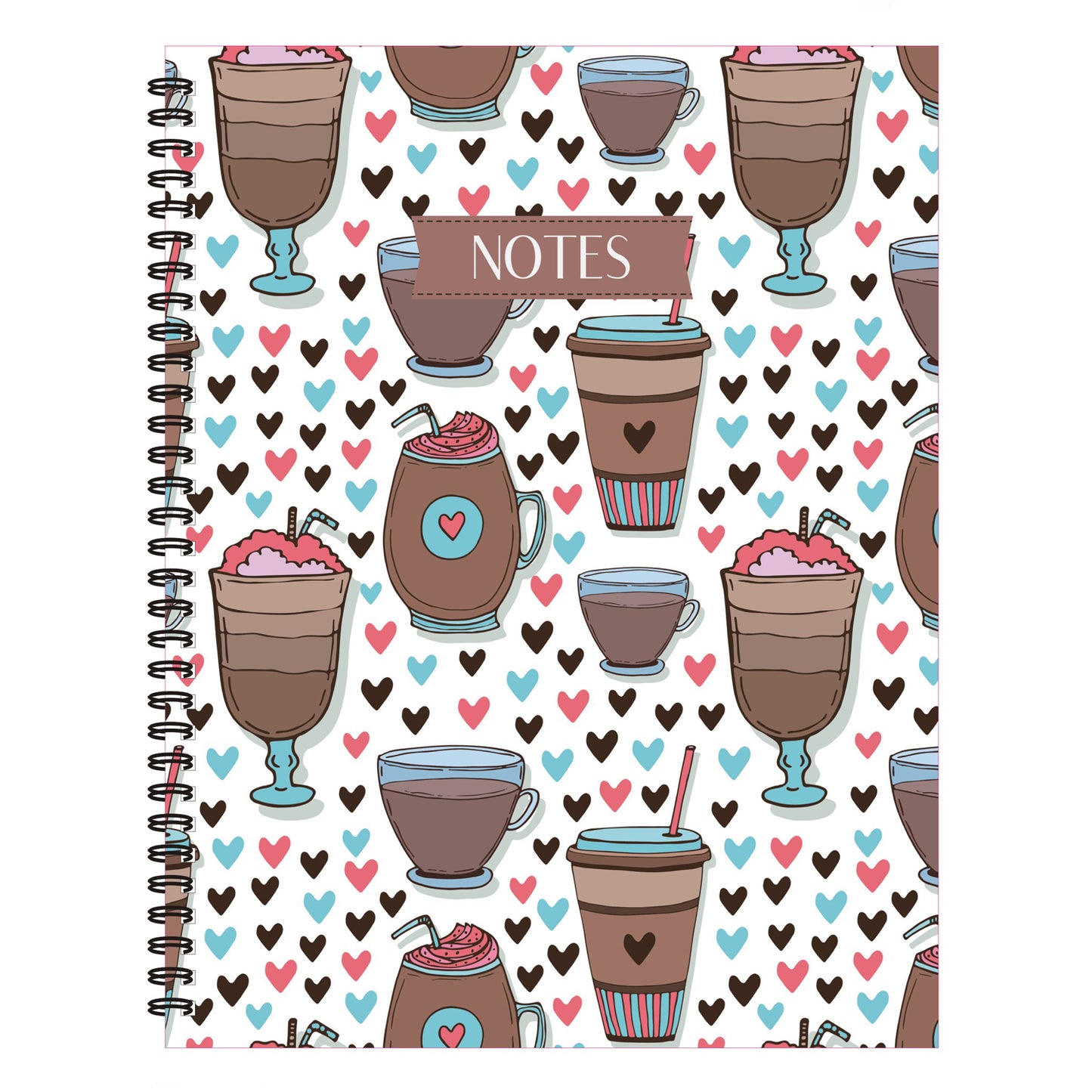 Iced Coffee and Frappes Spiral Lined Notebook, 8.5 x 11in