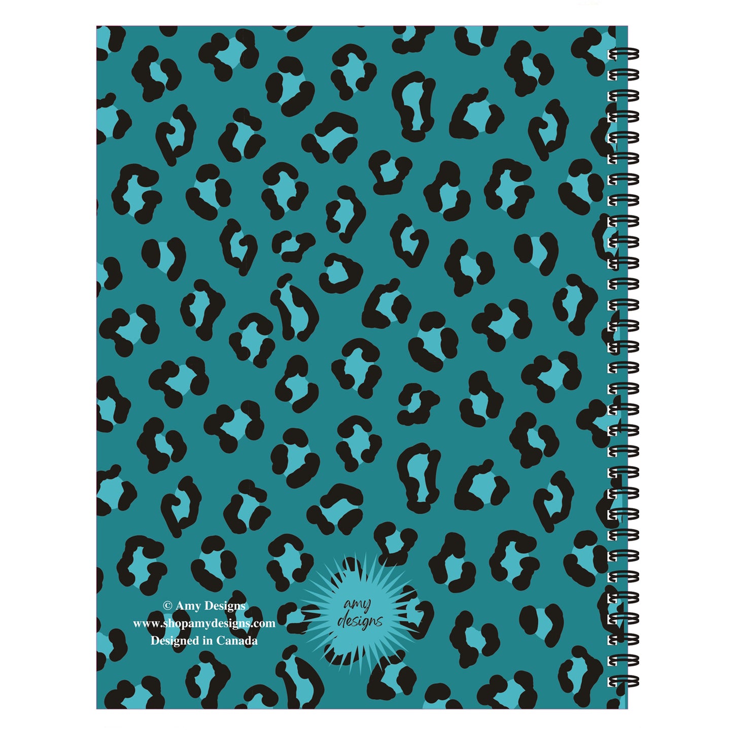 Turquoise Leopard Spiral Lined Notebook, 8.5 x 11in