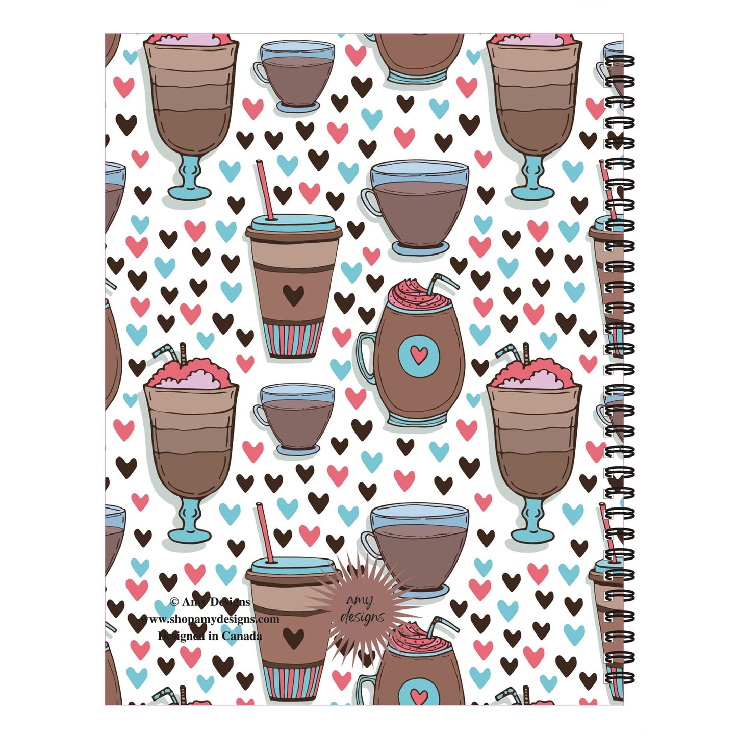 Iced Coffee and Frappes Spiral Lined Notebook, 8.5 x 11in
