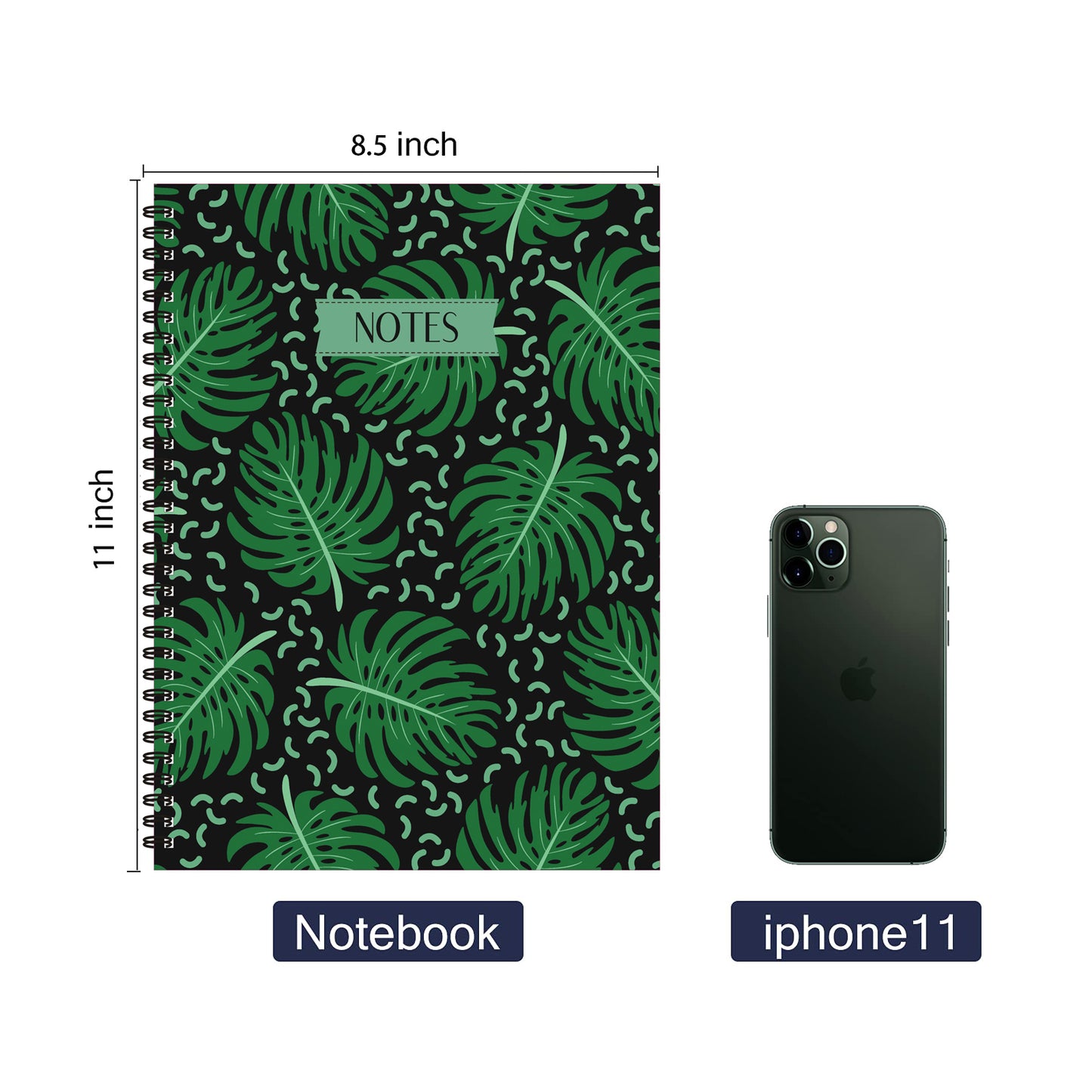 Leafy Leaves Spiral Lined Notebook, 8.5 x 11in