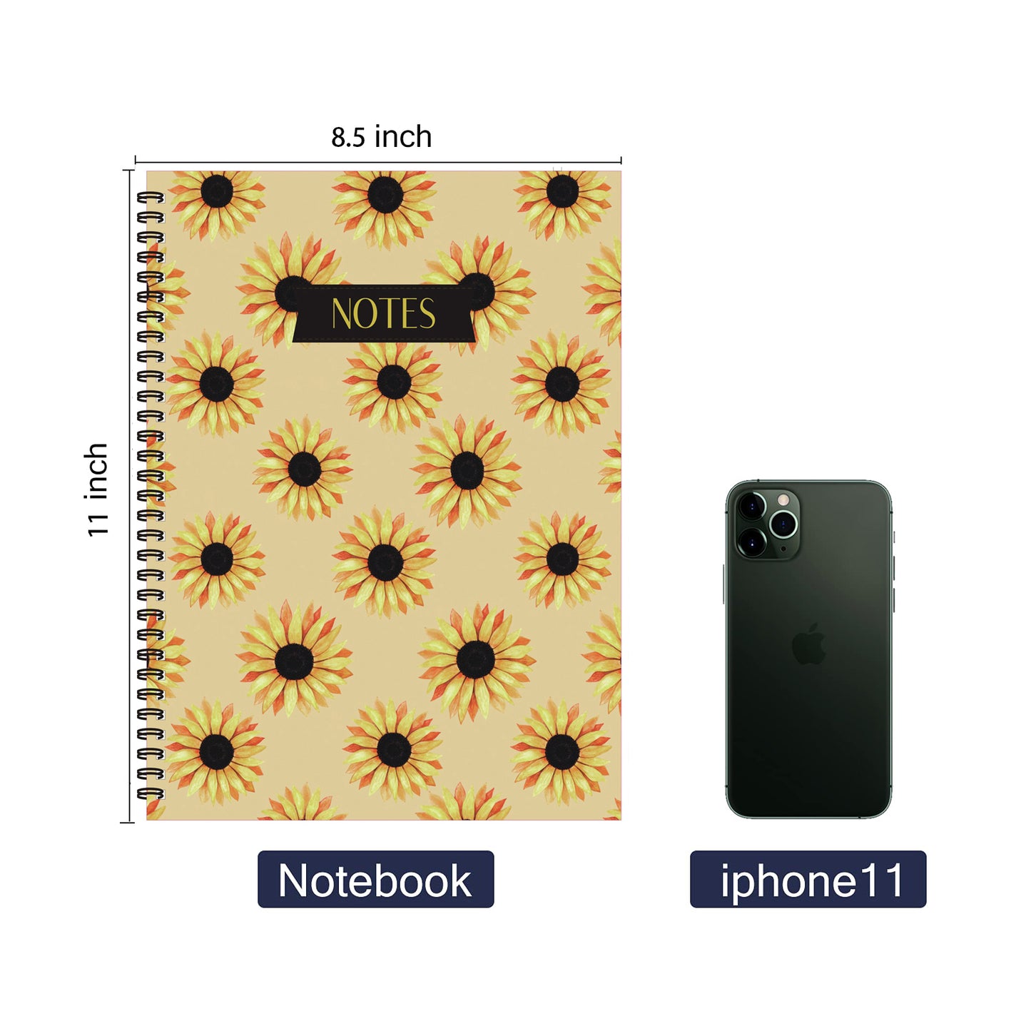 Sunflower Spiral Lined Notebook, 8.5 x 11in