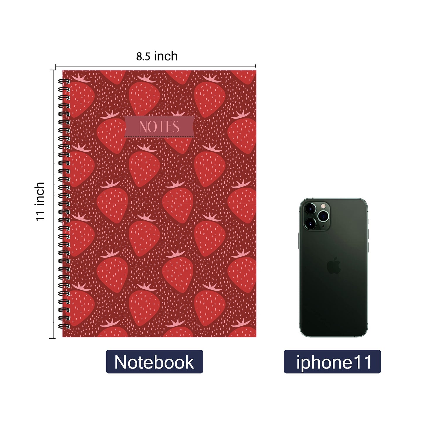 Juicy Strawberries Spiral Lined Notebook, 8.5 x 11in