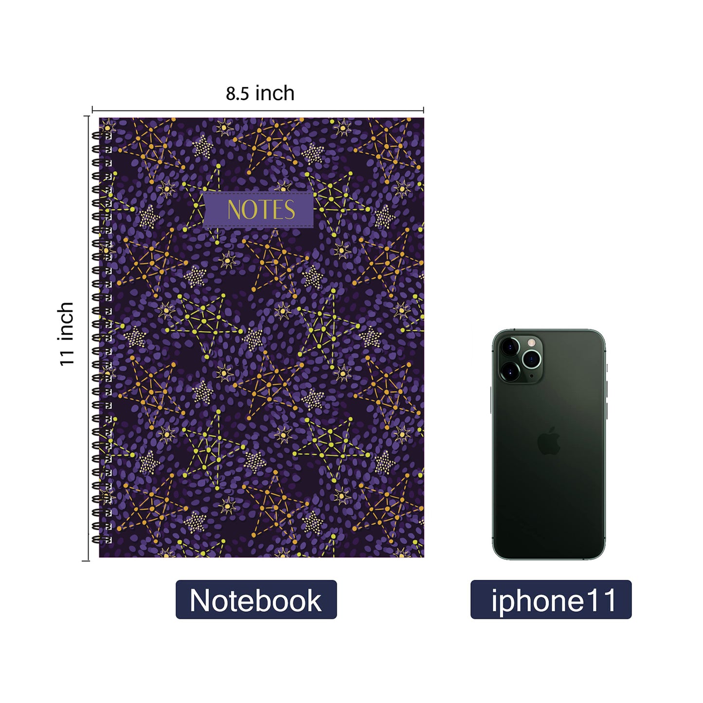 Star Constellations Spiral Lined Notebook, 8.5 x 11in