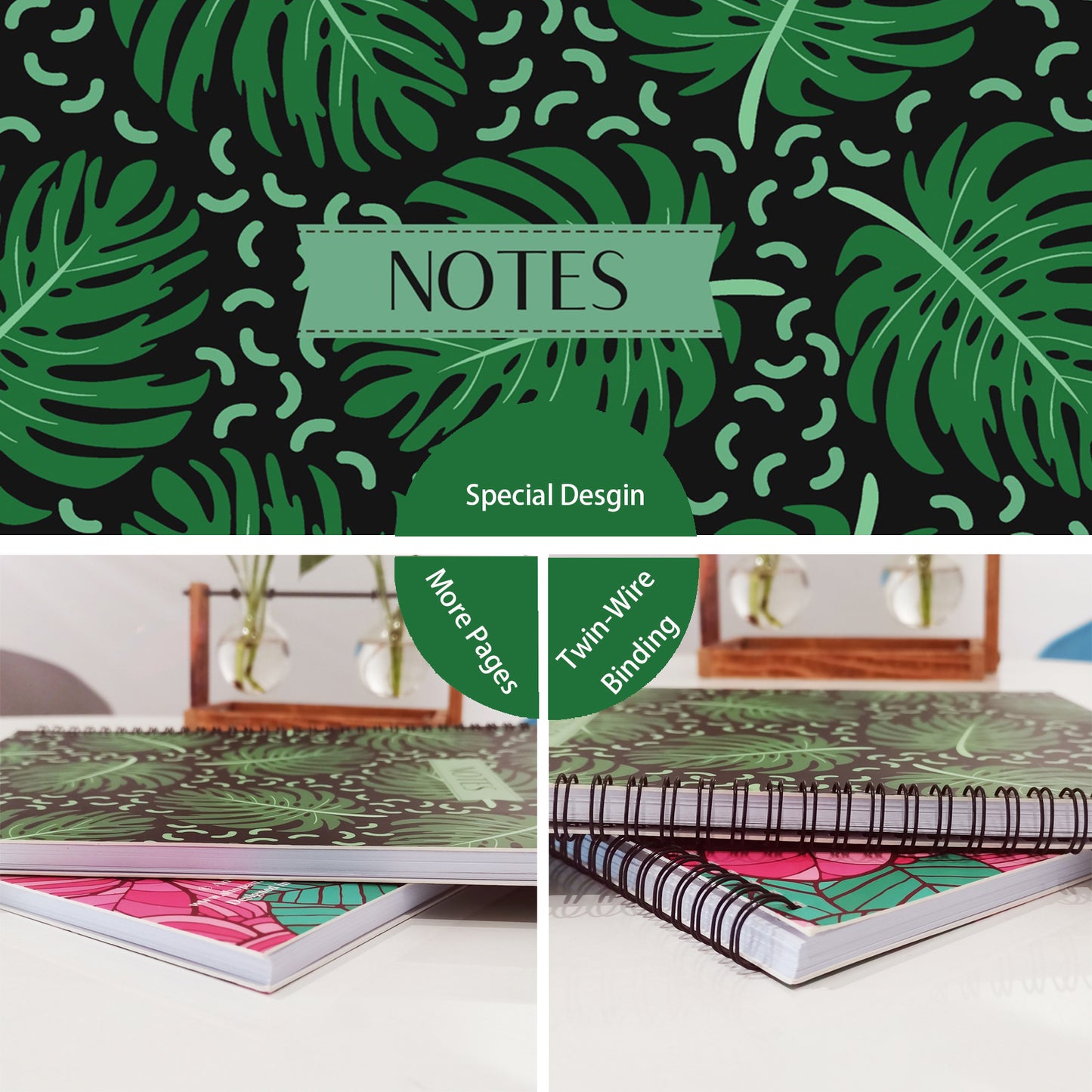 Leafy Leaves Spiral Lined Notebook, 8.5 x 11in
