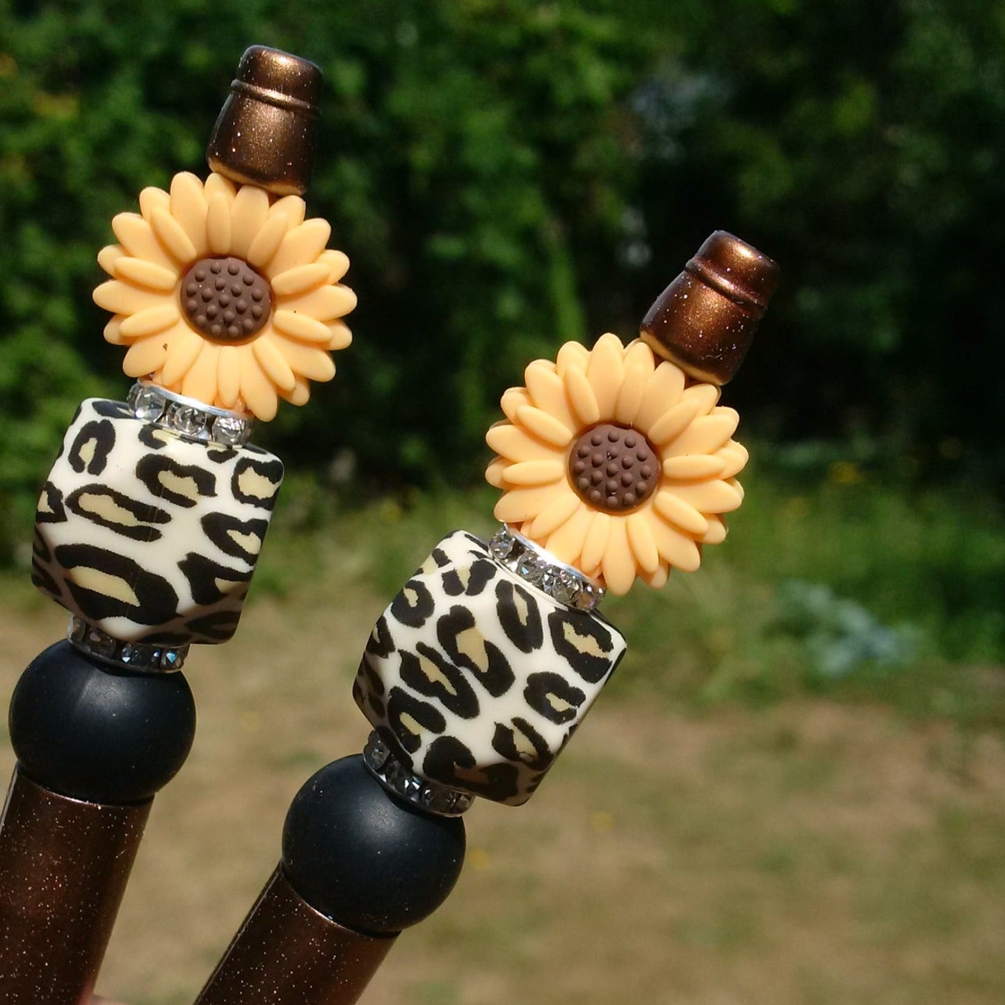 Sunflower Leopard Print Beaded Pen