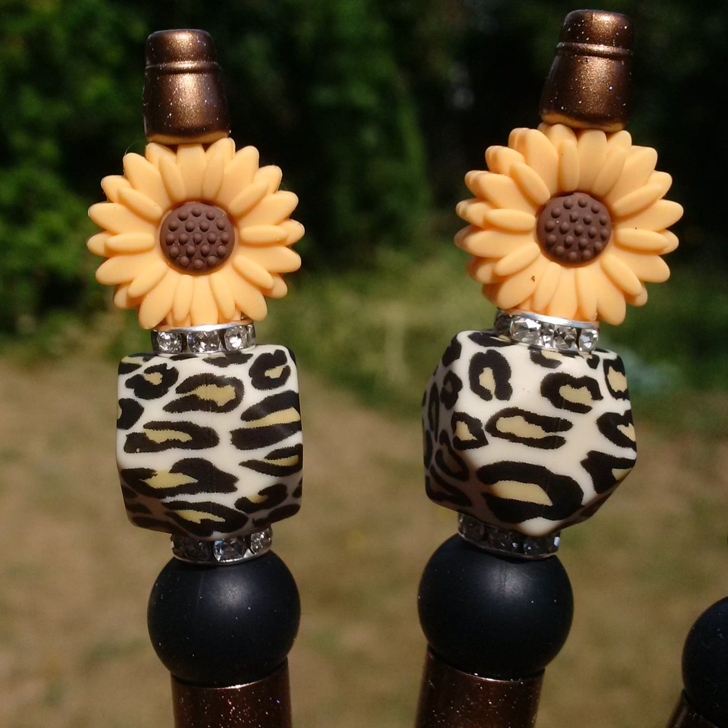Sunflower Leopard Print Beaded Pen