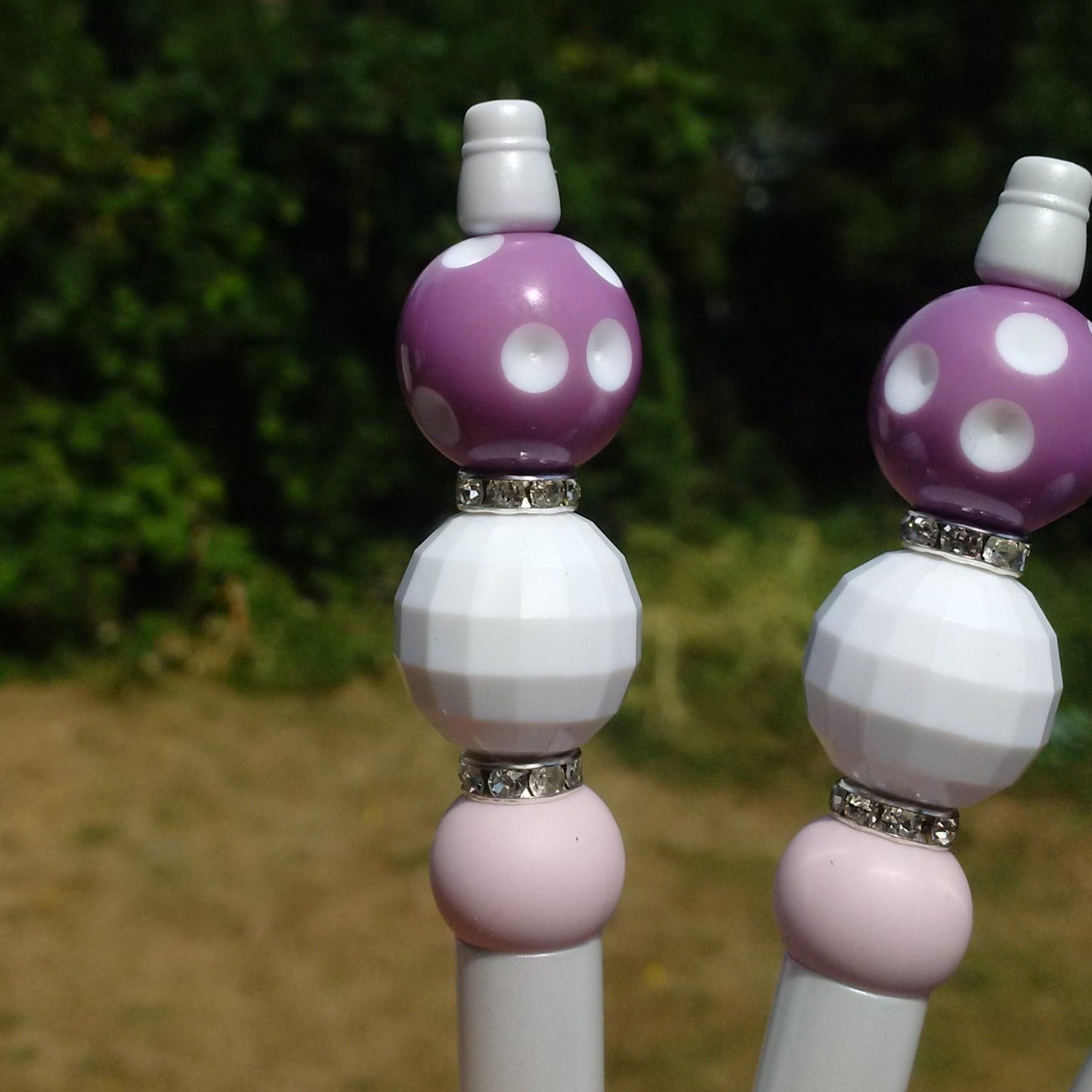 Polka-Purple Beaded Pen