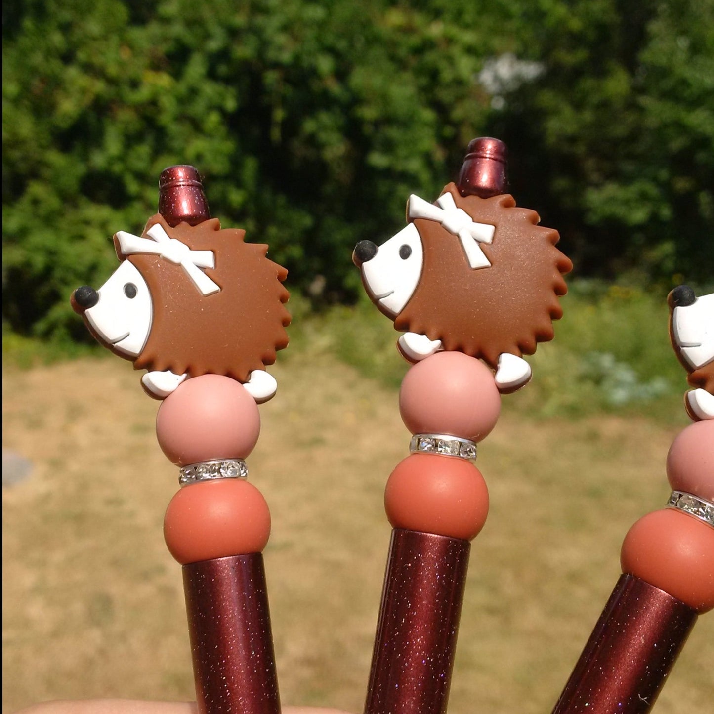 Brown Hedgehog Beaded Pen
