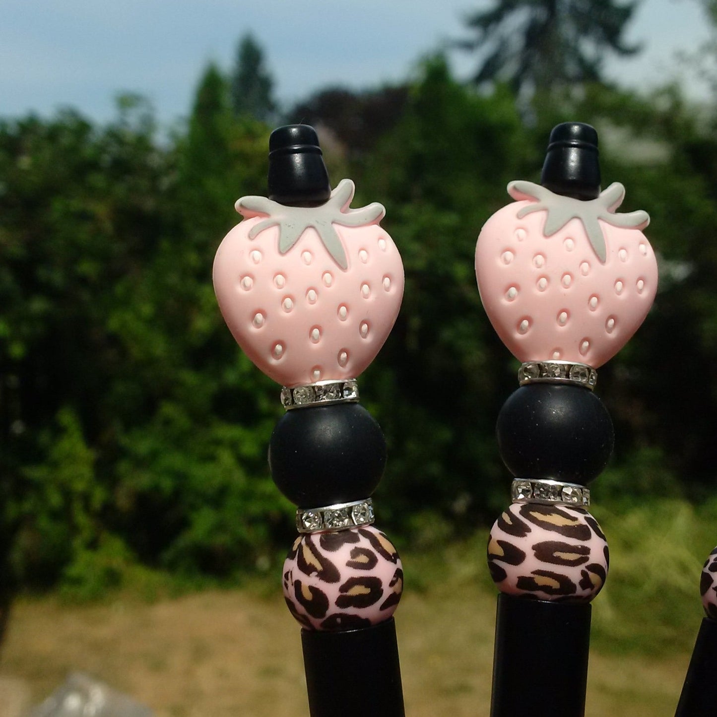 "Strawberry Burst" Beaded Pen