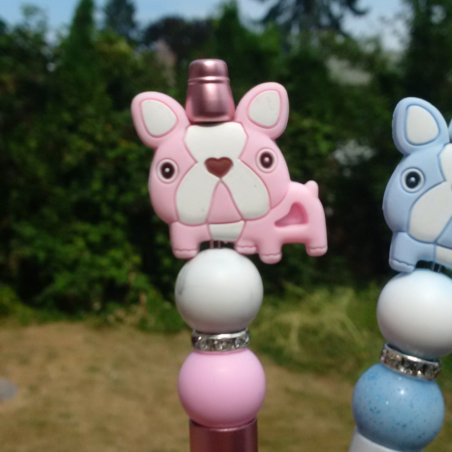 3pc "PBB" Bulldog Beaded Pen Set
