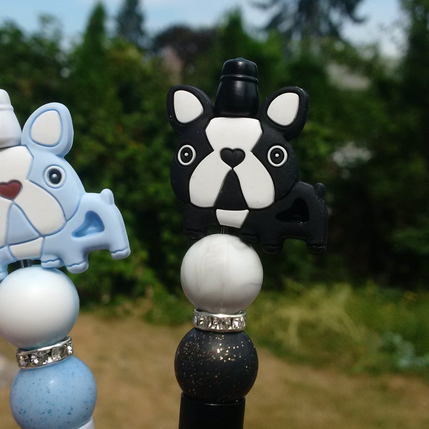 3pc "PBB" Bulldog Beaded Pen Set