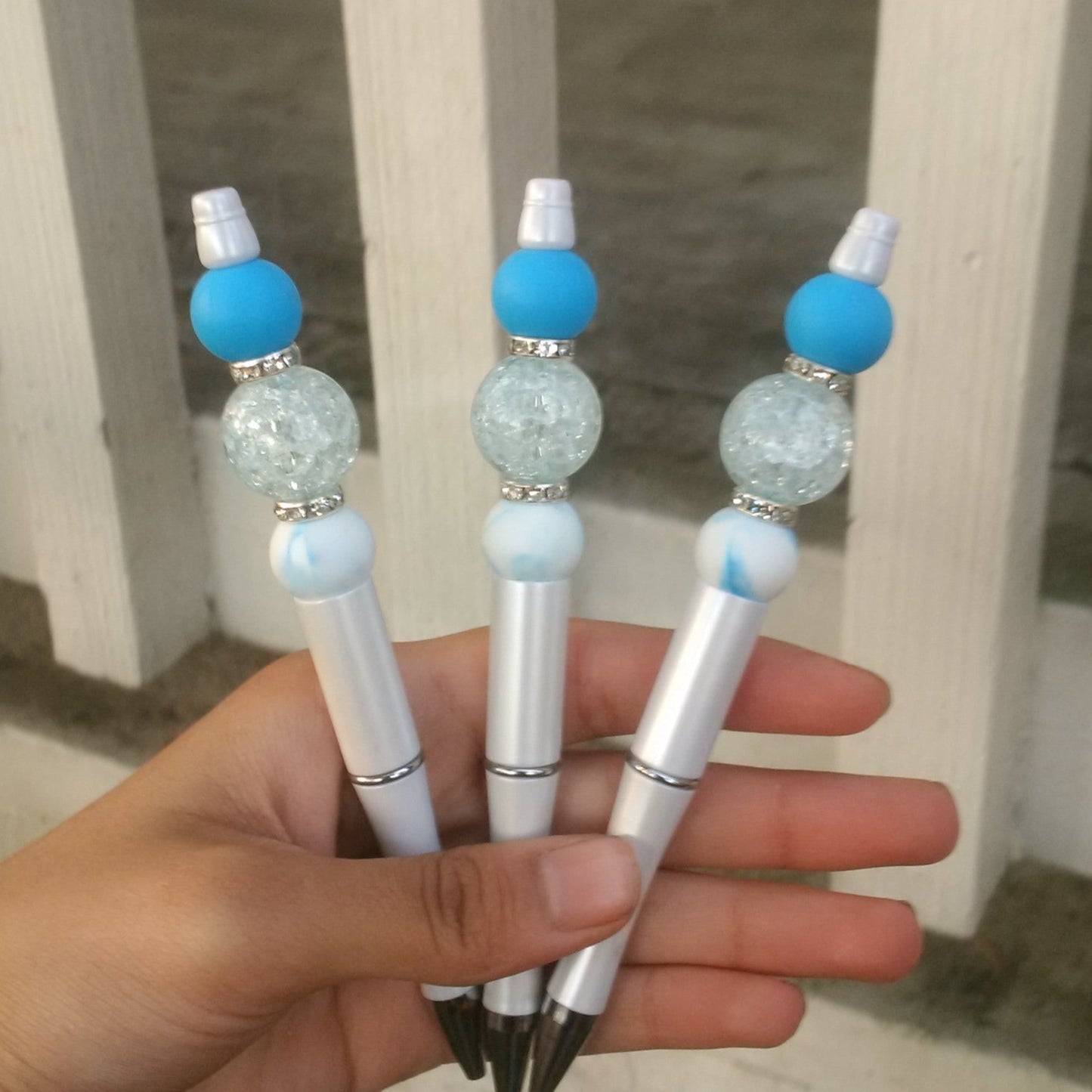 "Bluefall" Beaded Pen