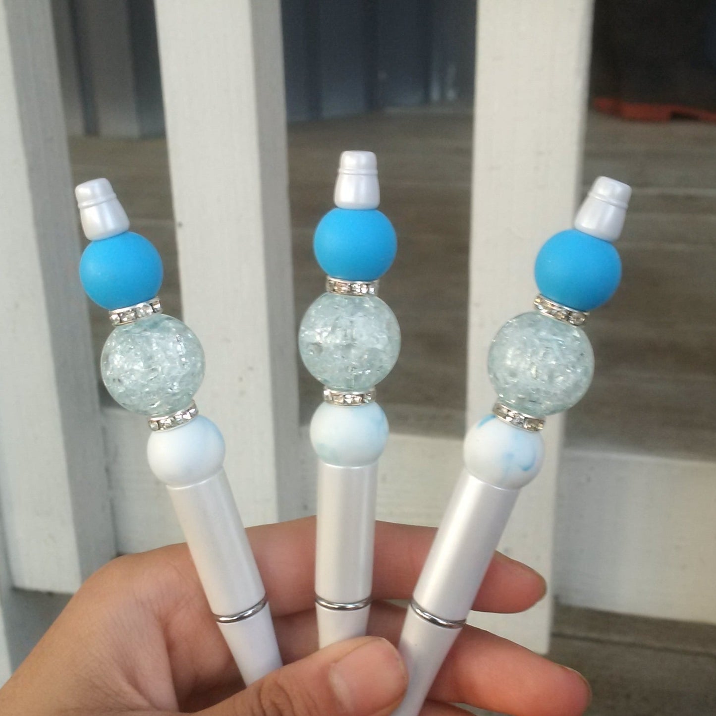 "Bluefall" Beaded Pen