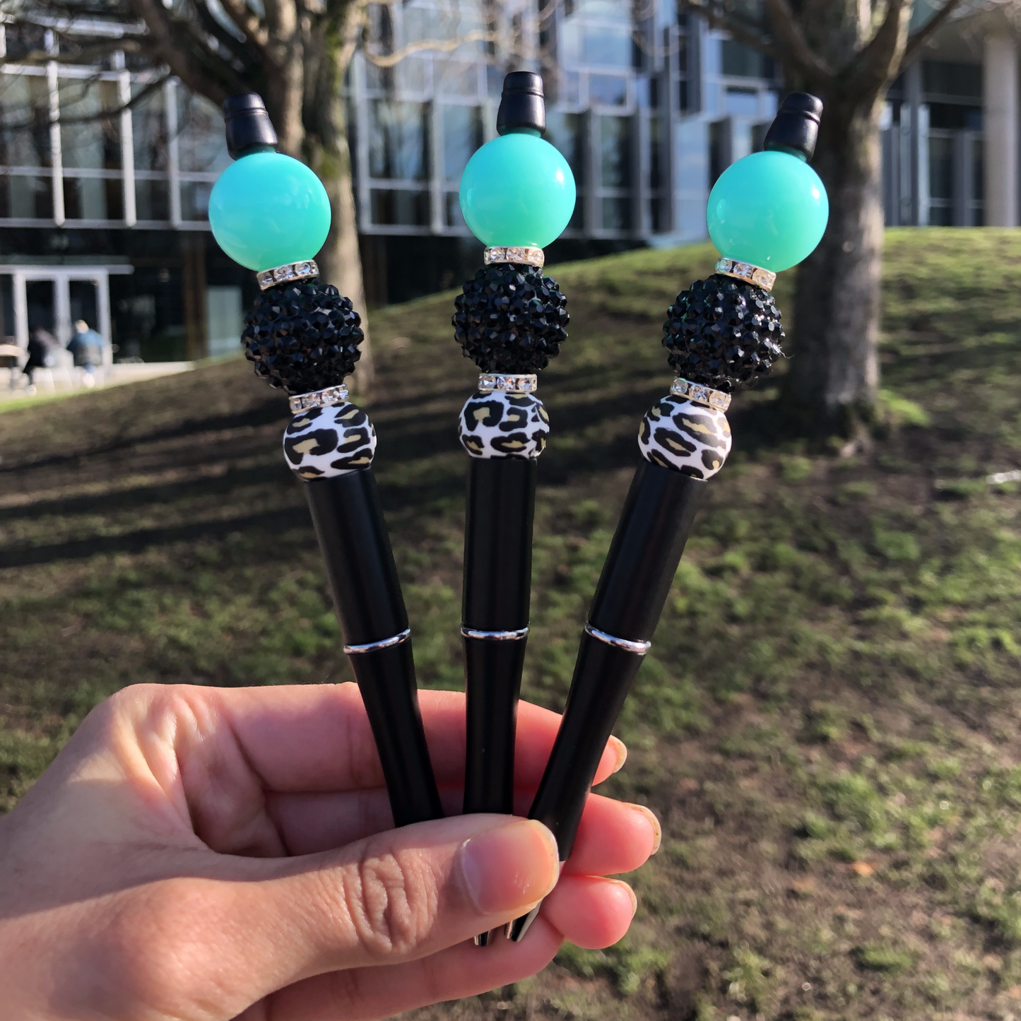 "Valentina" Turquoise Black Beaded Pen