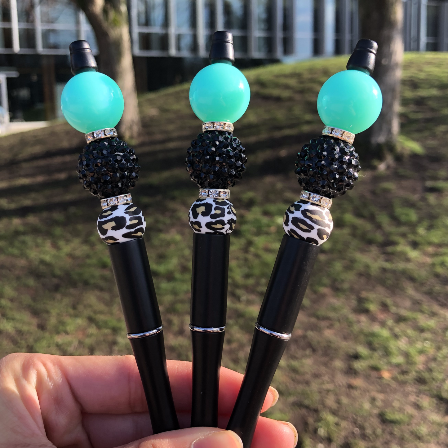 "Valentina" Turquoise Black Beaded Pen
