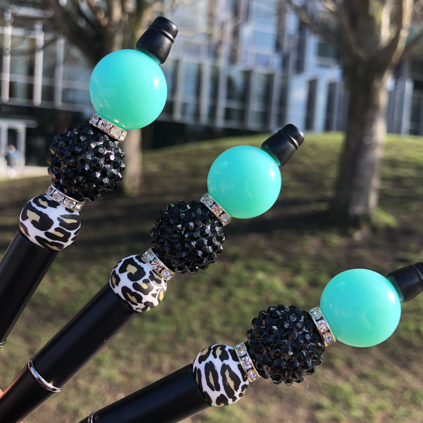 "Valentina" Turquoise Black Beaded Pen