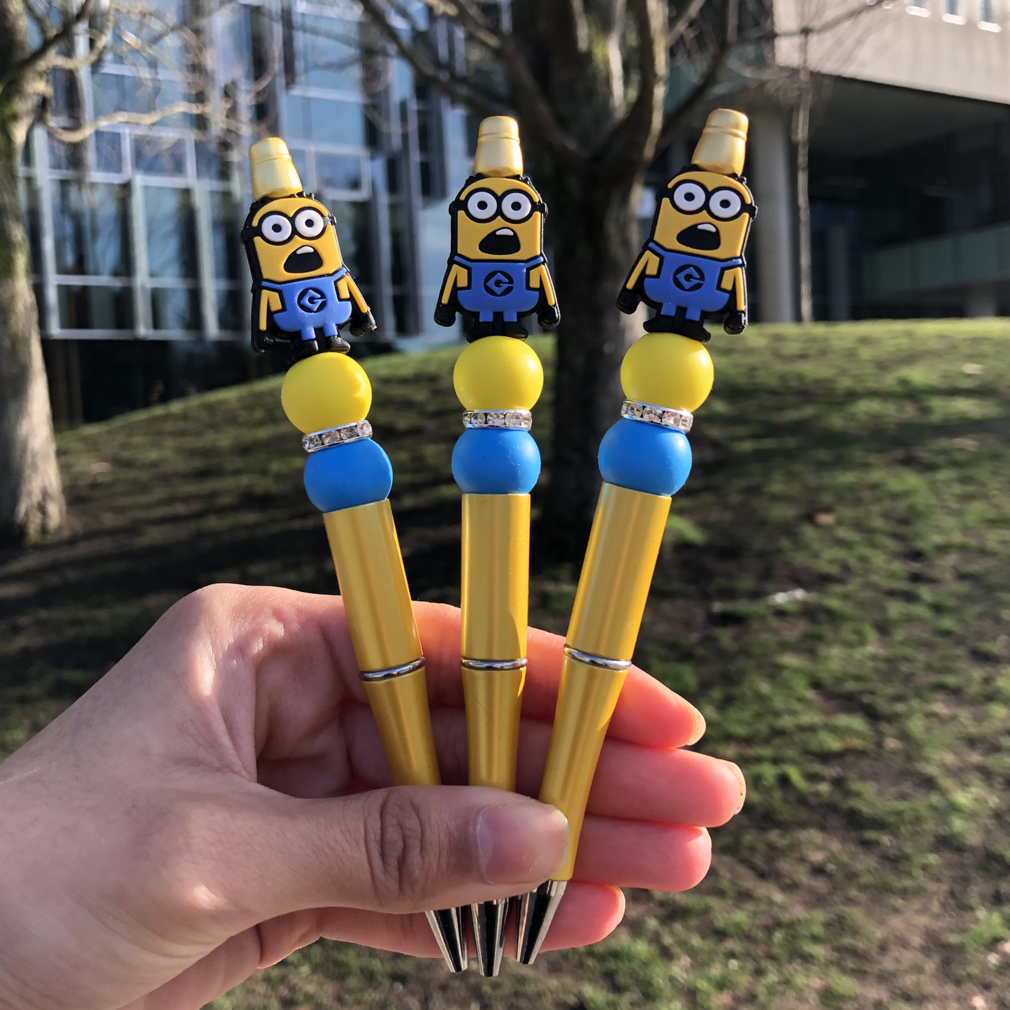 "Lost Minion" Blue and Yellow Beaded Pen