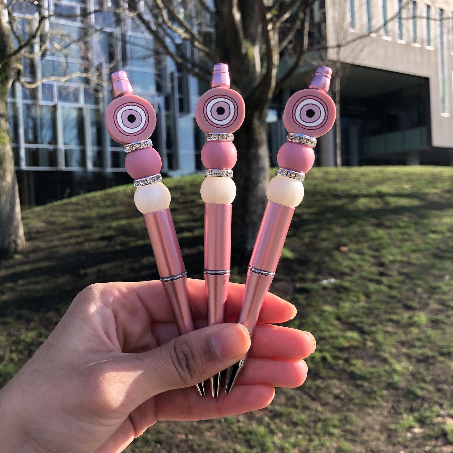 "Blush" Pink Evil Eye Beaded Pen