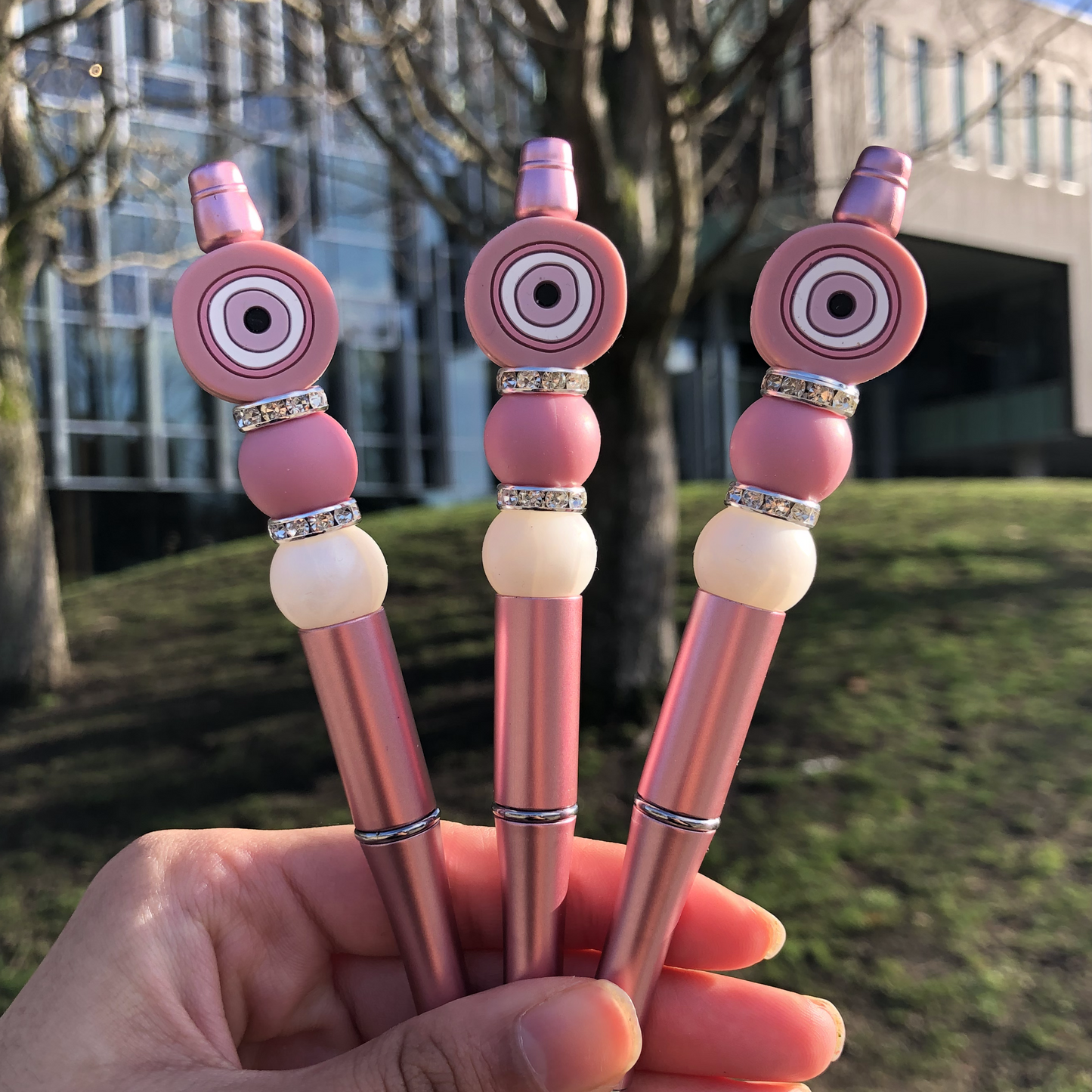 "Blush" Pink Evil Eye Beaded Pen