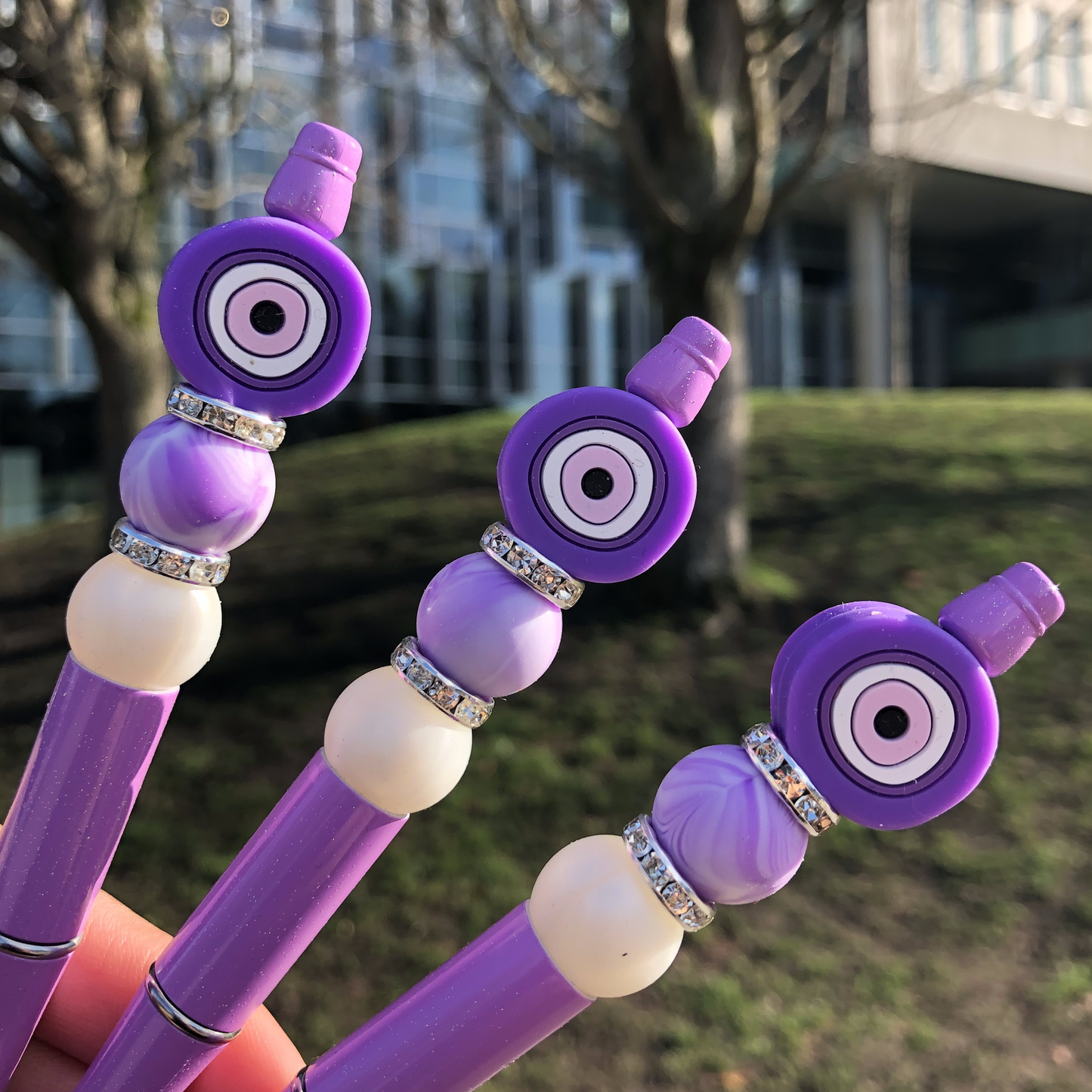 "Lavender" Purple Evil Eye Beaded Pen