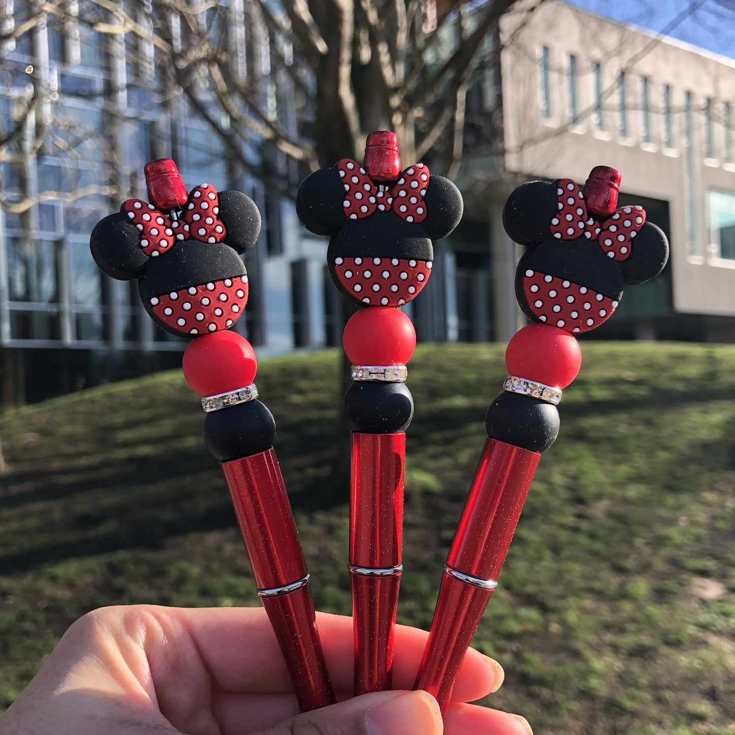 Red Minnie Mouse Beaded Pen