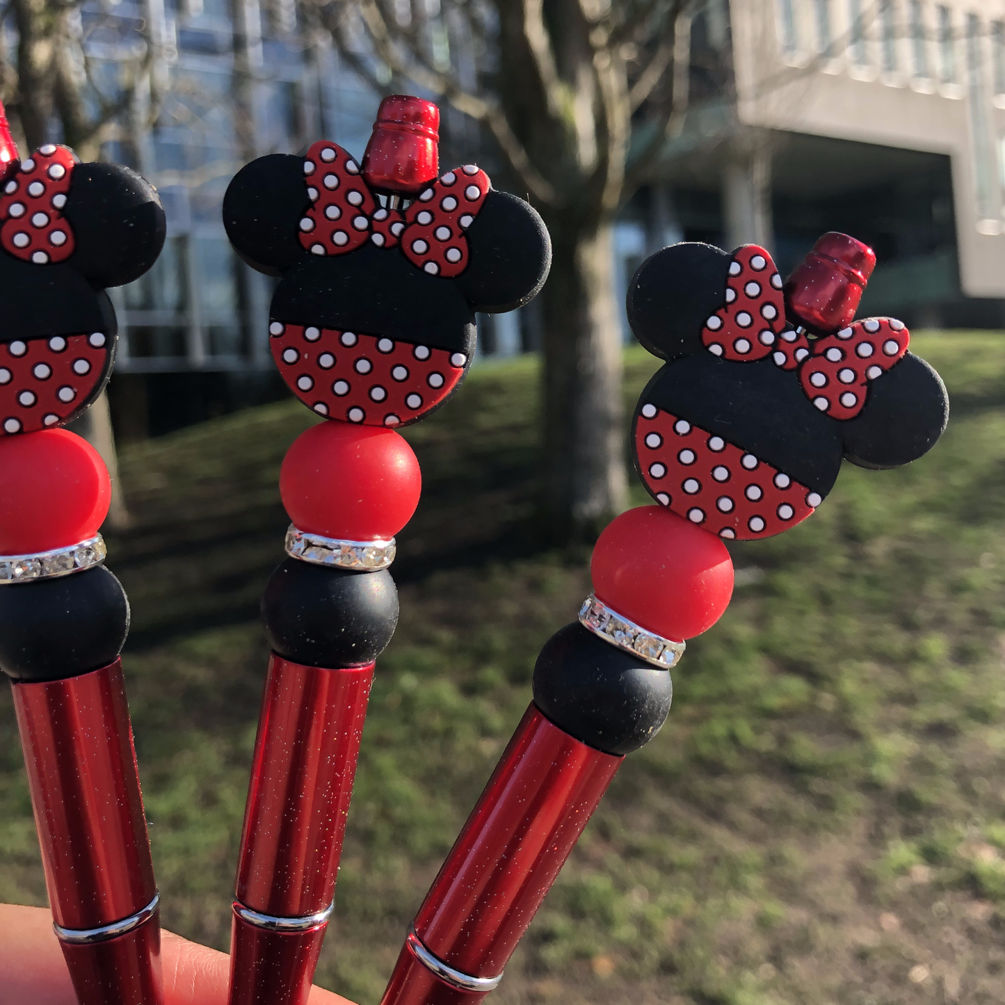 Red Minnie Mouse Beaded Pen