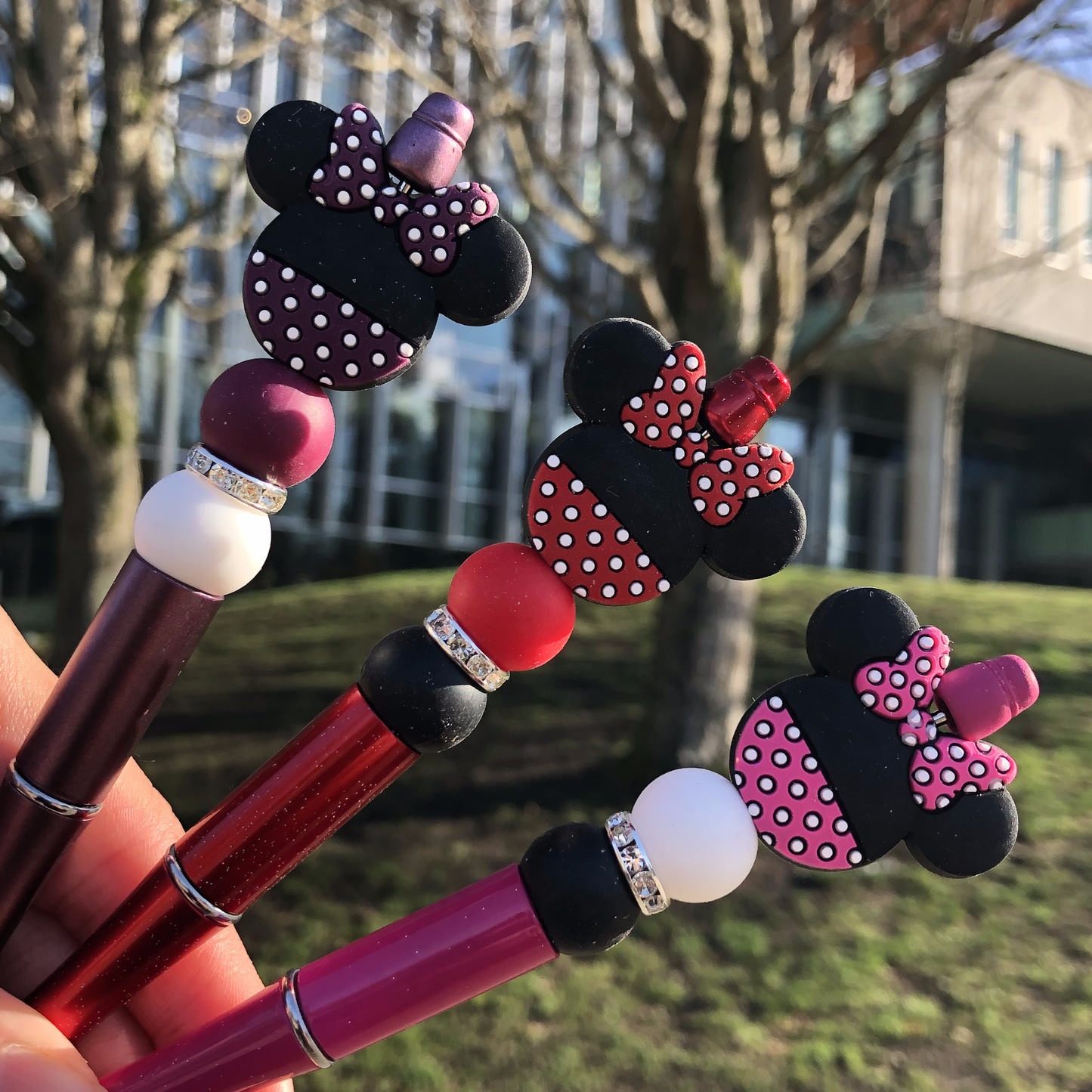 3pc Minnie Mouse Beaded Pen Set