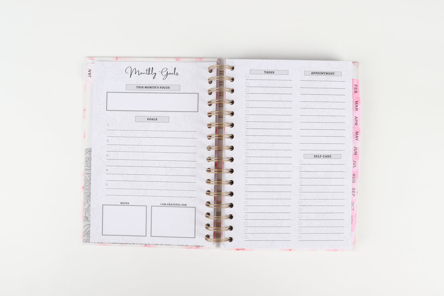 Pink Marble - 2023 Spiral Planner - A5 Size
