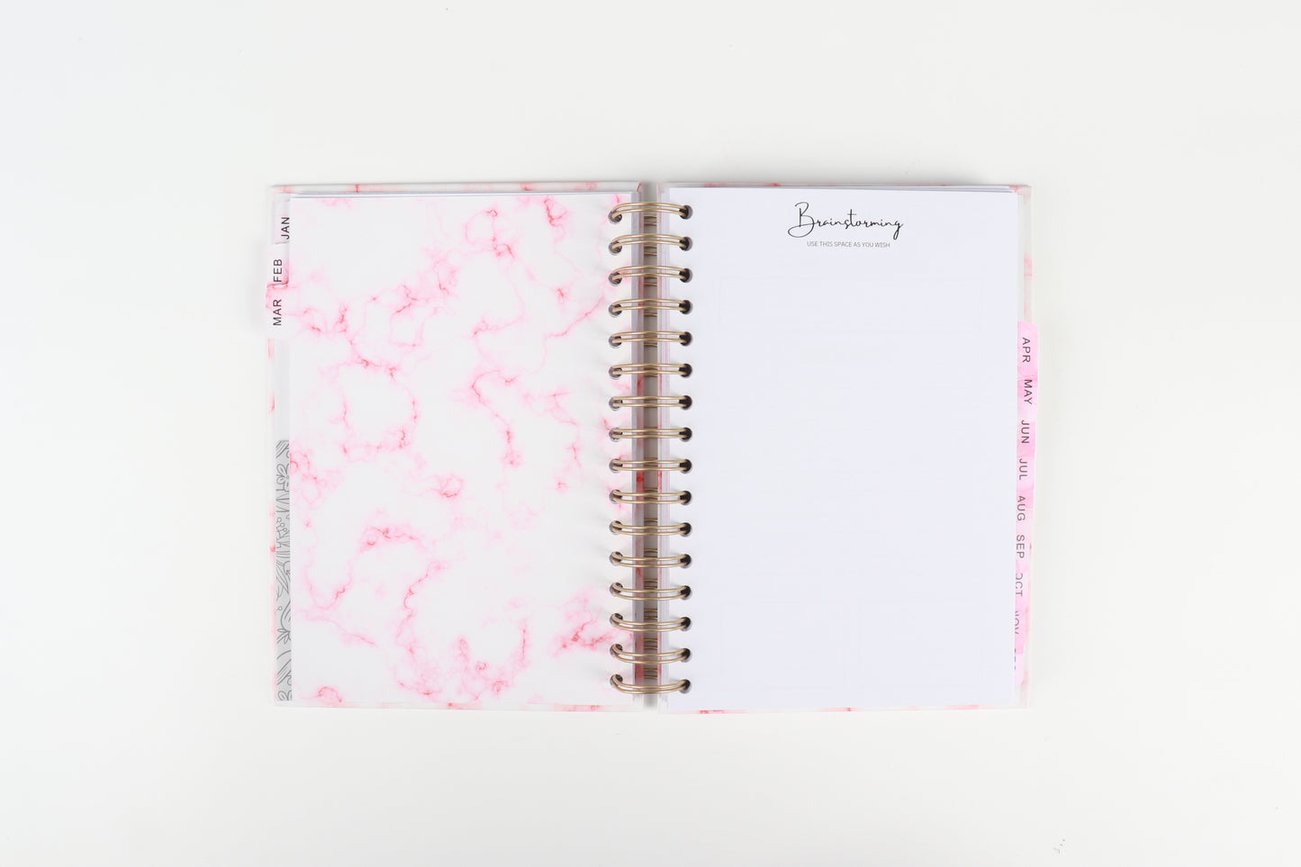 Pink Marble - 2023 Spiral Planner - A5 Size