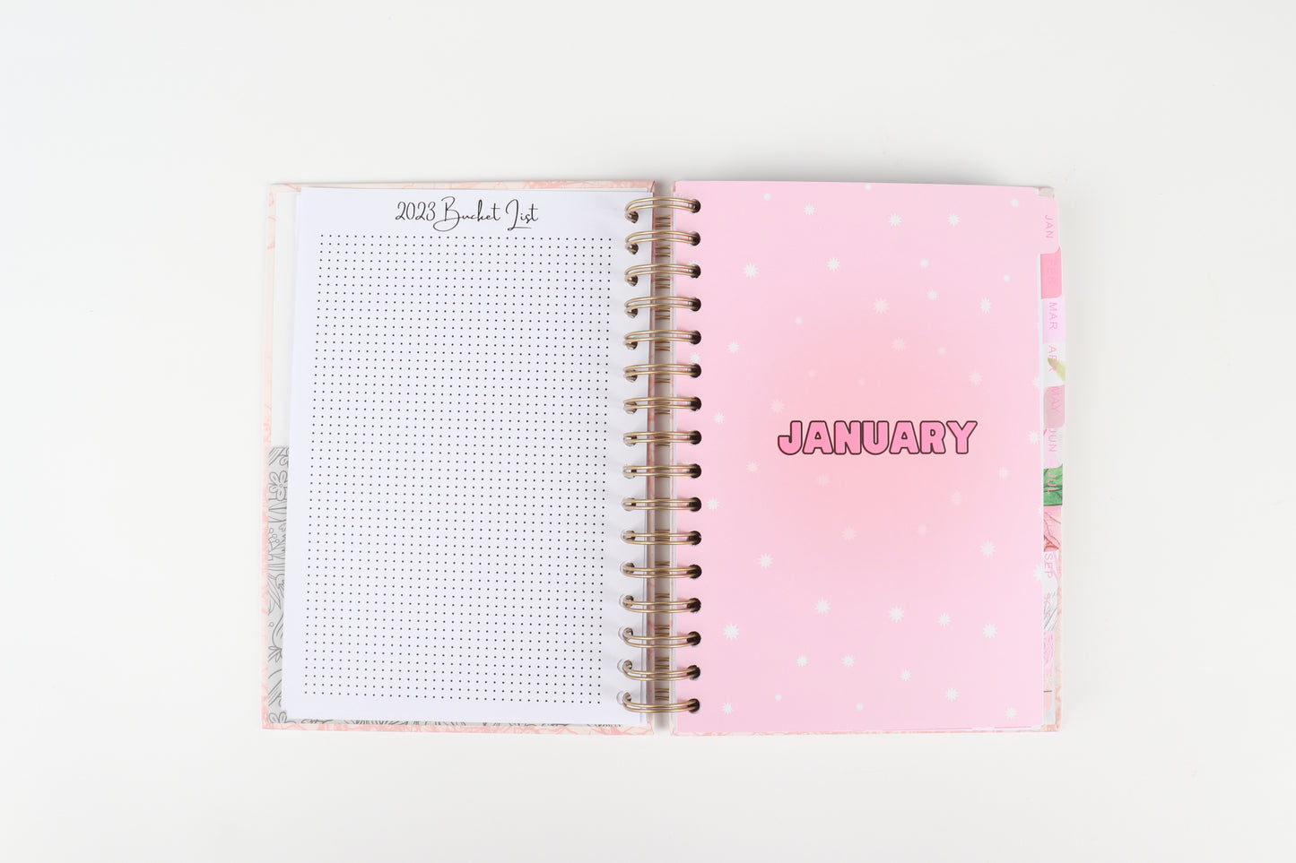 Creamy Pink Splatter - 2023 Spiral Planner - A5 Size