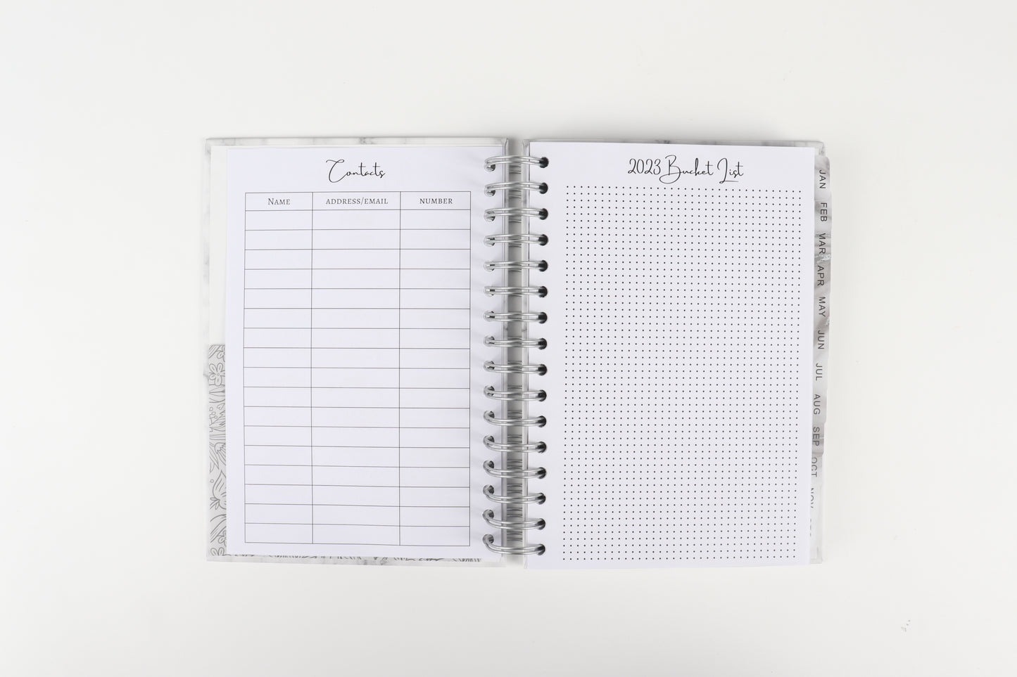 Silver Marble - 2023 Spiral Planner - A5 Size