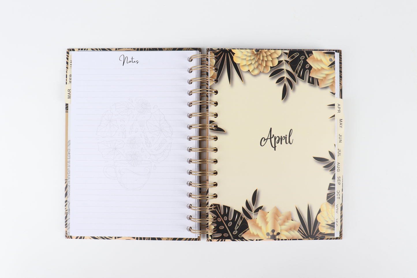 Golden Leaves - 2023 Spiral Planner - A5 Size