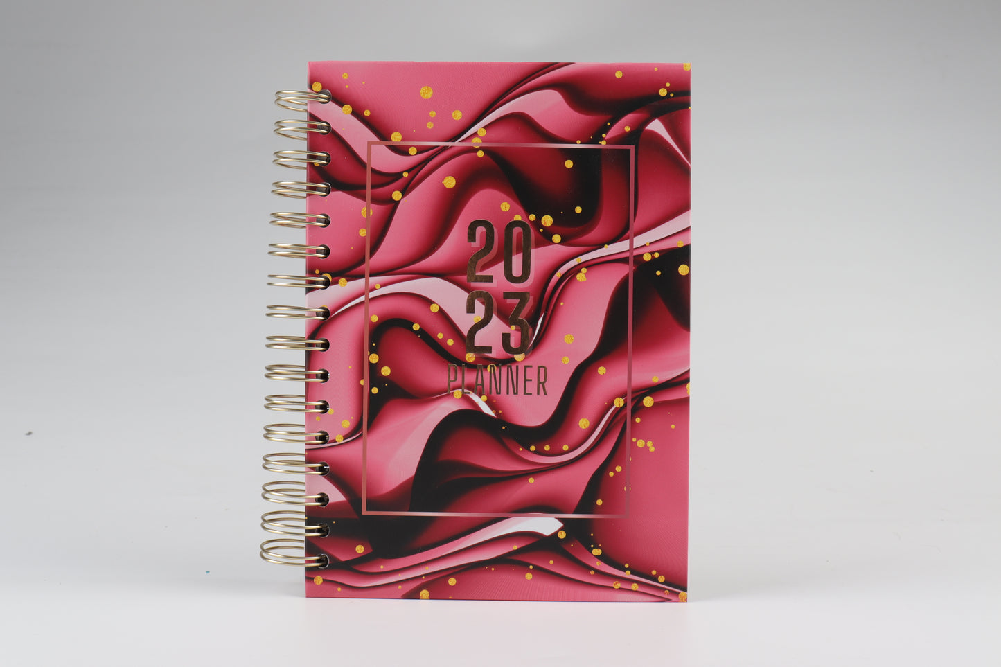 Burgundy Burst - 2023 Spiral Planner - A5 Size