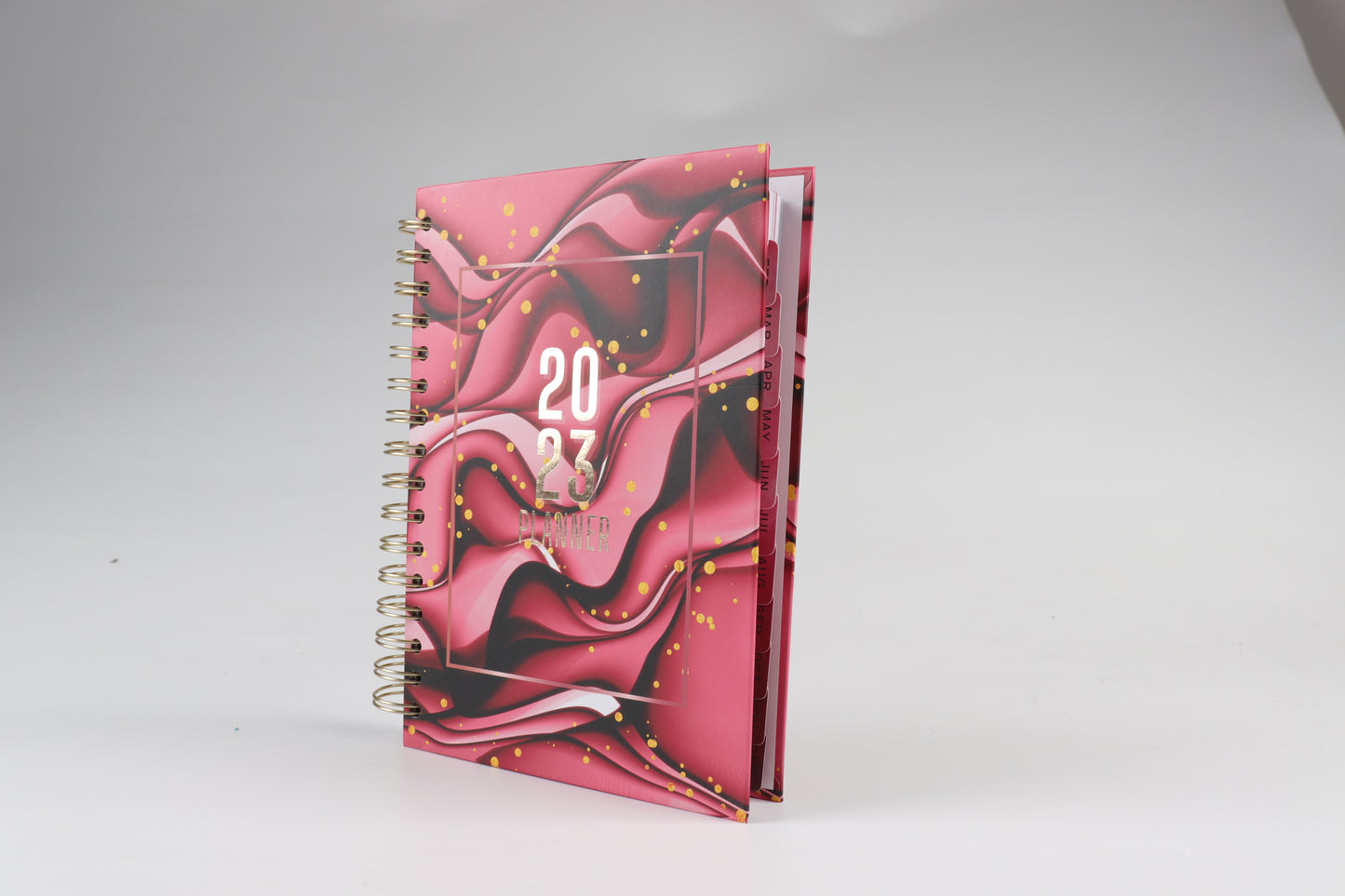 Burgundy Burst - 2023 Spiral Planner - A5 Size
