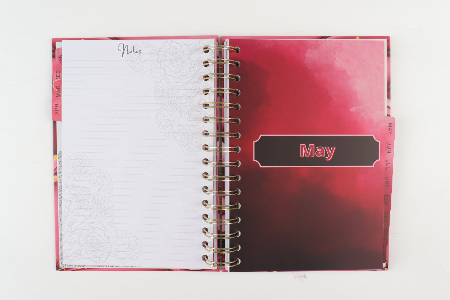 Burgundy Burst - 2023 Spiral Planner - A5 Size