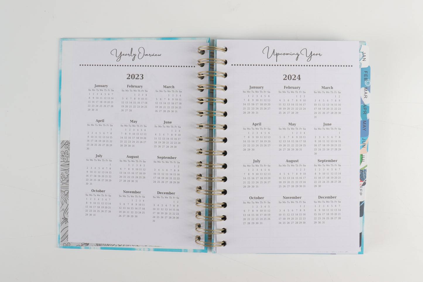 Blue Tye Dye - 2023 Spiral Planner - A5 Size