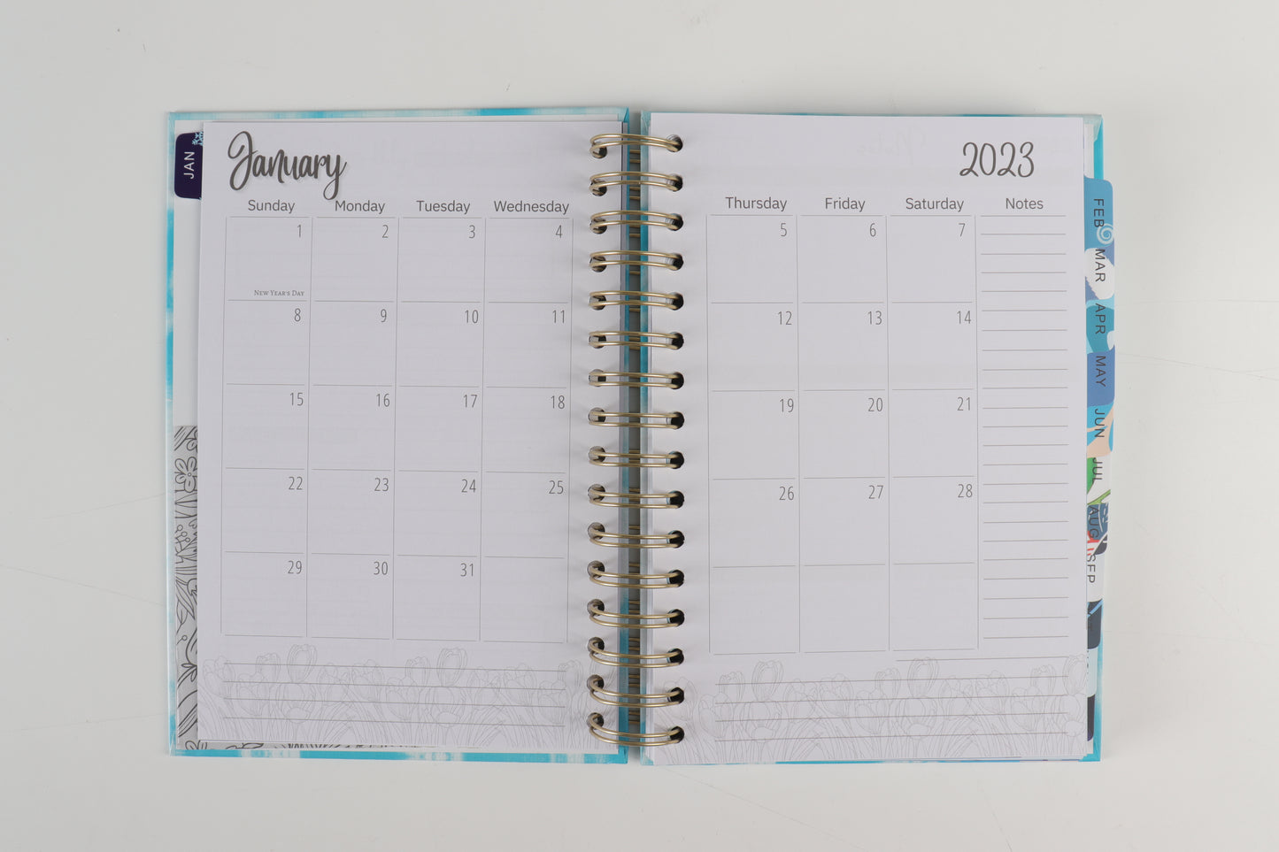 Blue Tye Dye - 2023 Spiral Planner - A5 Size