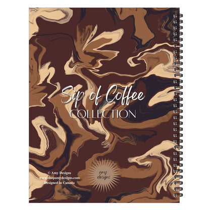 Brown Coffee Marble Notebook (from "Sip of Coffee" Collection) Spiral Lined Notebook, 8.5 x 11in