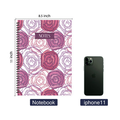 Graphical Floral Spiral Lined Notebook, 8.5 x 11in