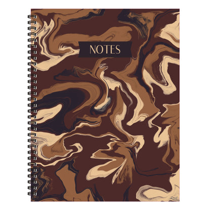 Brown Coffee Marble Notebook (from "Sip of Coffee" Collection) Spiral Lined Notebook, 8.5 x 11in