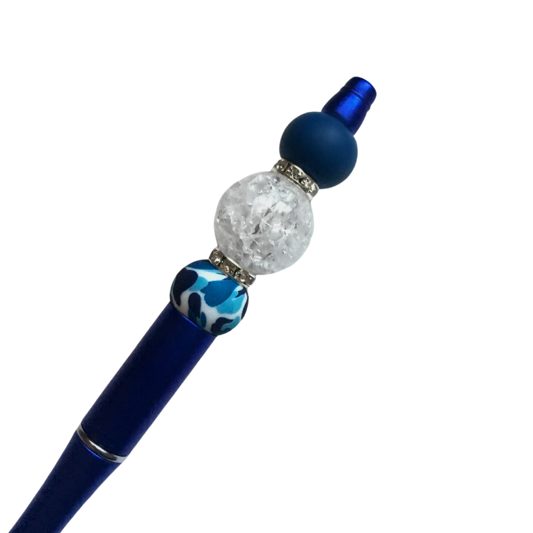 Crystal Blue Beaded Pen