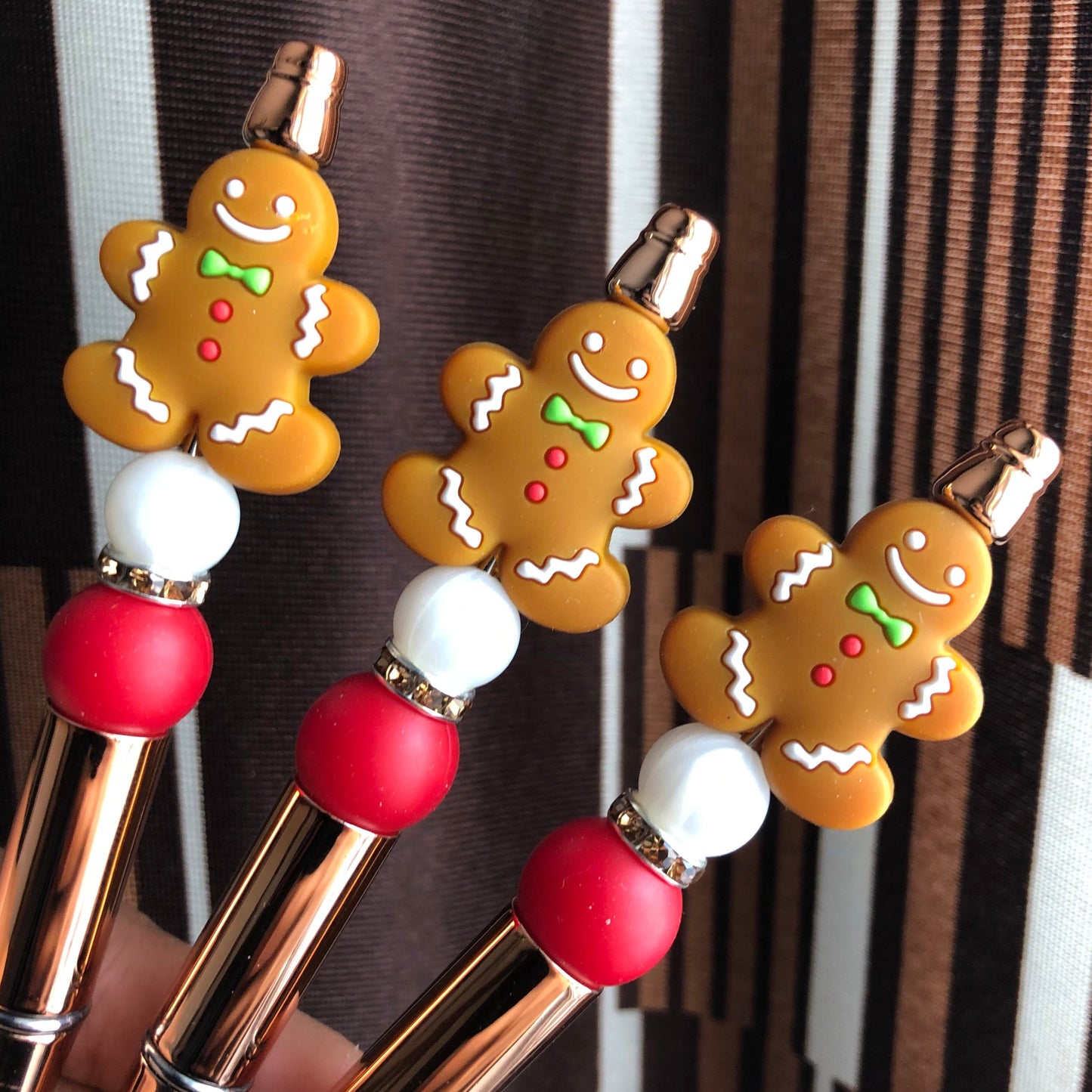 "Gingerbread" Christmas Themed Beaded Pen