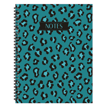 Turquoise Leopard Spiral Lined Notebook, 8.5 x 11in