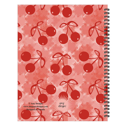 Cherry Spiral Lined Notebook, 8.5 x 11in